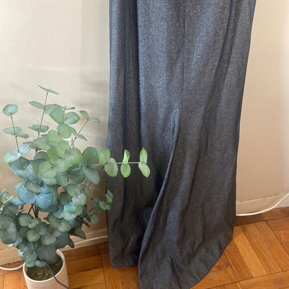 Vintage David Meister Dress Grey Metallic Silver maxi BodyCon Formal Strapless - Picture 3 of 9